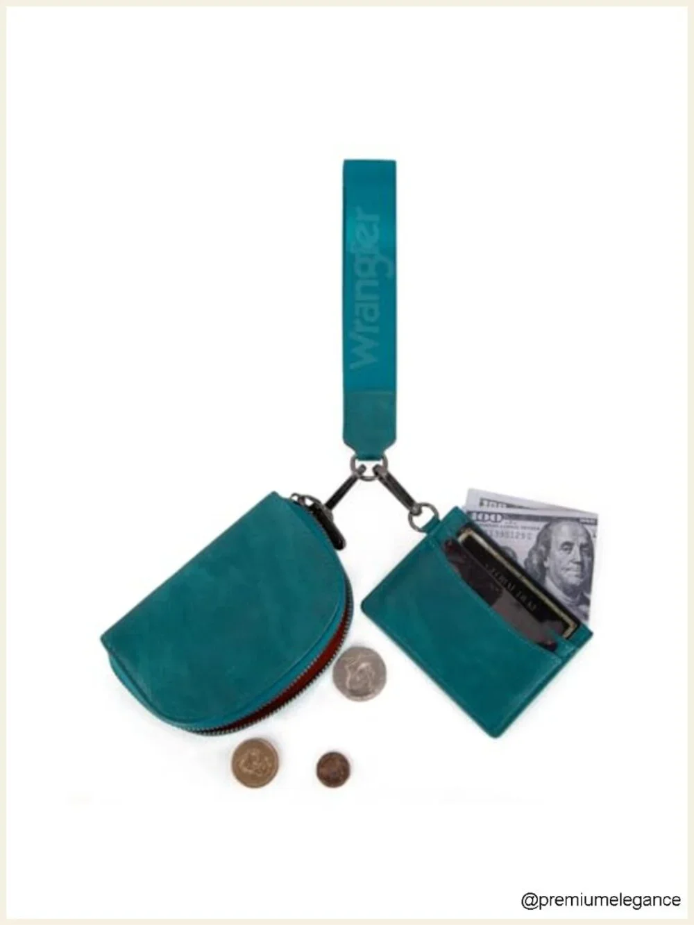 Wristlet Wallet with Detachable Keychain, Dual Pouch, Zipper Closure, Polyester